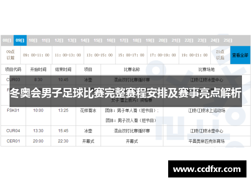 冬奥会男子足球比赛完整赛程安排及赛事亮点解析
